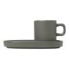 Tasse à espresso avec soucoupe PILAR, set de 2 pc, 50 ml, gris foncé, Blomus