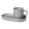 Tasse à espresso avec soucoupe PILAR, set de 2 pc, gris clair, Blomus