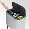 Poubelle à couvercle tactile BO 3 x 11 l, acier mat, Brabantia
