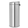 Poubelle à couvercle tactile TOUCH BIN NEW 30 l, résistant aux traces de doigts, acier mat, Brabantia