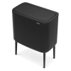 Poubelle à couvercle tactile BO 11 + 23 l, noir mat, Brabantia