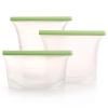Sac de conservation pour aliments réutilisable, set de 3 pc, vert, en silicone, Lékué