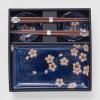 Set pour sushi avec baguettes NAVY WITH PINK SAKURA, 4 pièces, MIJ