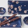 Set pour sushi avec baguettes NAVY WITH PINK SAKURA, 4 pièces, MIJ