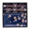 Set pour sushi avec baguettes NAVY WITH PINK SAKURA, 4 pièces, MIJ