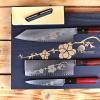 Set de couteaux Japonais JOSHI SAKURA, 4 pièces, avec pierre à aiguiser, coffret cadeau, Dellinger