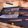 Set de couteaux Japonais JOSHI SAKURA, 4 pièces, avec pierre à aiguiser, coffret cadeau, Dellinger