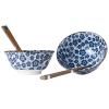 Bol BLUE PLUM , set de 2 pièces, 500 ml, avec baguettes, MIJ