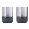 Photophore CALMA 9 cm, set de 2 pc, fumée, béton, Blomus