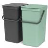 Poubelle encastrable SORT & GO 2 x 16 l, gris/vert, Brabantia