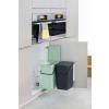 Poubelle encastrable SORT & GO 2 x 16 l, gris/vert, Brabantia