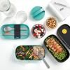 Lunchbox TO GO 2 x 500 ml, double, turquoise/noir, Lékué