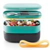 Lunchbox TO GO 2 x 500 ml, double, turquoise/noir, Lékué