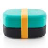Lunchbox TO GO 2 x 500 ml, double, turquoise/noir, Lékué