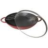 Wok 37 cm, avec couvercle en verre, cerise, fonte, Staub