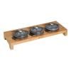 Support de service pour 3 mini-pots en fonte, bambou, Staub