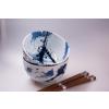 Bol BLUE & WHITE 350 ml, set de 2 pc, avec baguettes, MIJ