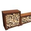 Porte-bûche d'extérieur, cube, rouille, Remundi