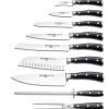 Set de bloc à couteaux CLASSIC, 10 pièces, avec fusil d'affûtage et fourchette à viande, noir, Wüsthof