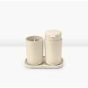 Distributeur de savon liquide et verre porte brosse à dent en set RENEW beige doux, Brabantia