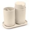 Distributeur de savon liquide et verre porte brosse à dent en set RENEW beige doux, Brabantia