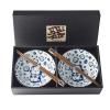 Bols en set avec baguettes MANEKI CAT BLUE MIJ 400 ml 2 pc