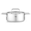Cocotte basse PURE 20 cm, avec couvercle de marmite en verre, argent, acier inoxidable, Fissler