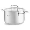 Faitout haut PURE 20 cm, avec couvercle de marmite en acier inoxidable, argent, acier inoxidable, Fissler
