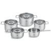Batterie de cuisine PURE, couvercles de marmite en verre, set de 5 pc, argent, acier inoxidable, Fissler
