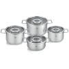 Batterie de cuisine PURE, couvercles de marmite en verre, set de 4 pc, argent, acier inoxidable, Fissler