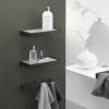 Étagère de salle de bain LINEA 26 cm, noir, acier inoxydable/verre, Zack