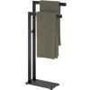 Porte-serviette sur pied LINEA 80 cm, double, noir, acier inoxydable, Zack