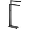 Porte-serviette sur pied LINEA 80 cm, double, noir, acier inoxydable, Zack