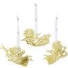 Décoration sapin de Noël MUSIC ANGEL SILHOUETTE S 6 cm, SET OF 3, or, acier inoxydable, Bjørn Wiinblad