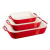 Plat à four, set de 3, rouge, céramique, Staub