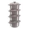 Cocotte cuisson four 10 cm, set de 4 pc, gris, céramique, Staub
