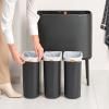 Poubelle à couvercle tactile BO TOUCH BIN 3x 11 l, gris confidentiel, acier, Brabantia