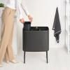 Poubelle à couvercle tactile BO TOUCH BIN 3x 11 l, gris confidentiel, acier, Brabantia