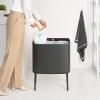 Poubelle à couvercle tactile BO TOUCH BIN 3x 11 l, gris confidentiel, acier, Brabantia