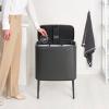 Poubelle à couvercle tactile BO TOUCH BIN 3x 11 l, gris confidentiel, acier, Brabantia