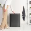Poubelle à couvercle tactile BO TOUCH BIN 2x 30 l, gris foncé, acier, Brabantia