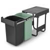 Poubelle encastrable SORT & GO 2x 15 l, gris foncé / vert jade, plast, Brabantia