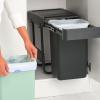 Poubelle encastrable SORT & GO 2x 15 l, gris foncé / vert jade, plast, Brabantia