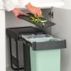 Poubelle encastrable SORT & GO 2x 15 l, gris foncé / vert jade, plast, Brabantia