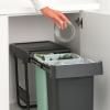 Poubelle encastrable SORT & GO 2x 15 l, gris foncé / vert jade, plast, Brabantia