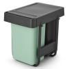 Poubelle encastrable SORT & GO 2x 15 l, gris foncé / vert jade, plast, Brabantia