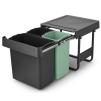 Poubelle encastrable SORT & GO 2x 10 l + 1x 20 l, gris foncé / vert jade, plast, Brabantia