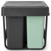 Poubelle encastrable SORT & GO 2x 10 l + 1x 20 l, gris foncé / vert jade, plast, Brabantia