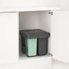 Poubelle encastrable SORT & GO 2x 10 l + 1x 20 l, gris foncé / vert jade, plast, Brabantia
