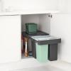Poubelle encastrable SORT & GO 2x 10 l + 1x 20 l, gris foncé / vert jade, plast, Brabantia